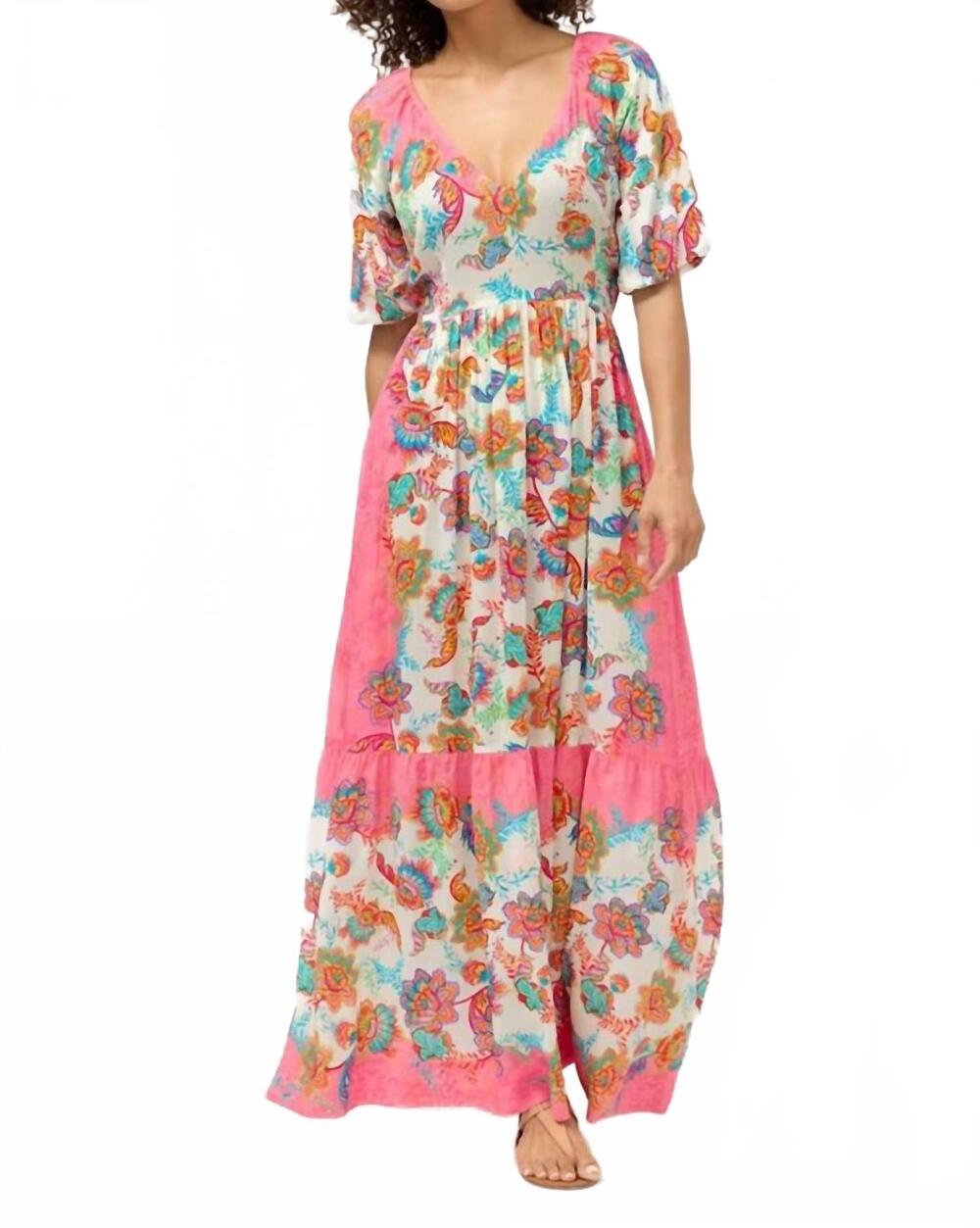 NEW JOHNNY WAS roisin maxi dress in pink multi